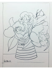 Load image into Gallery viewer, Floral Line Ink Drawing Size Options