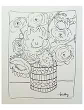 Load image into Gallery viewer, Floral Line Ink Drawing Size Options
