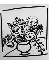 Load image into Gallery viewer, Floral Line Ink Drawing Size Options
